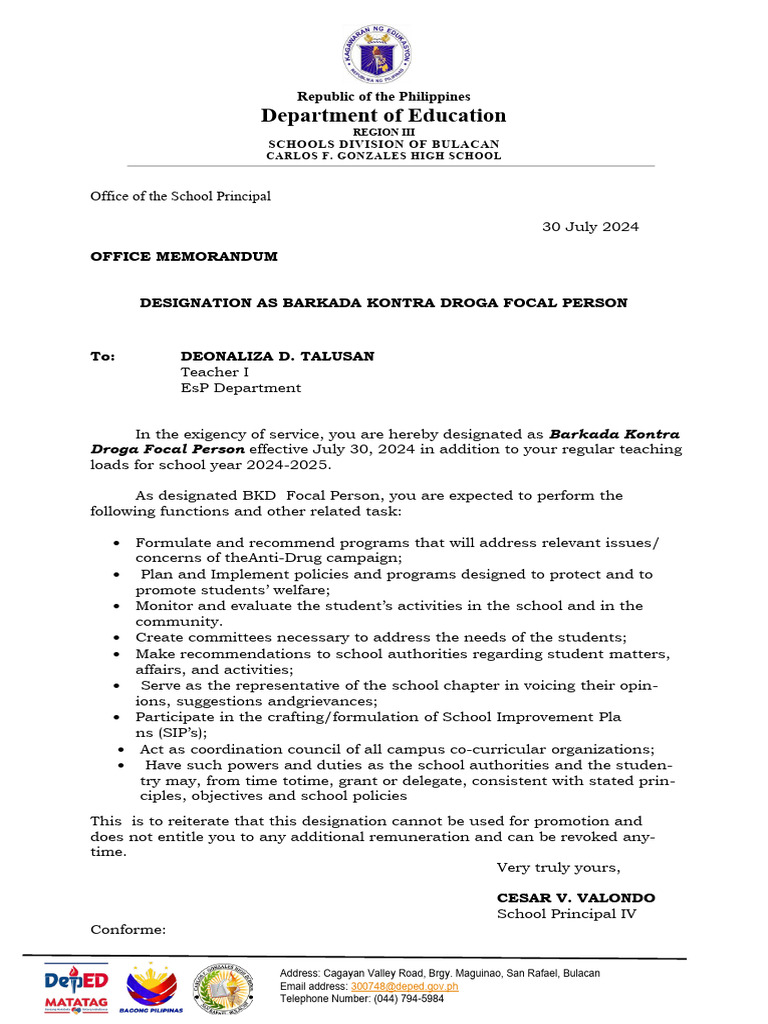 Template 2024 Designation Order PDF Teachers Individualized