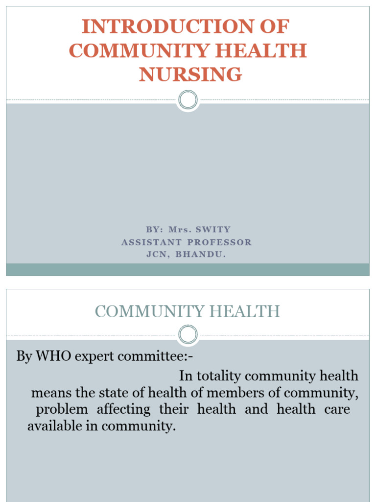 Introduction to Community Health Nursing | PDF | Nursing | Health Care