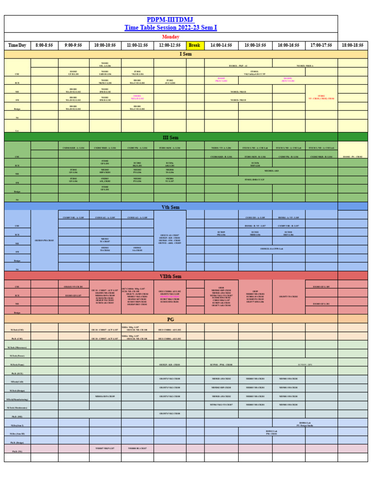 Time table sem i 2023 24 pdf