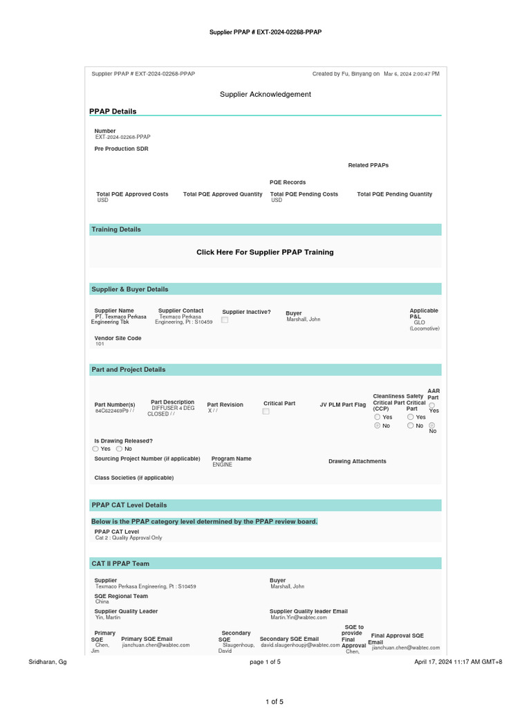 PPAP Details: Supplier Acknowledgement | PDF | Nondestructive Testing ...