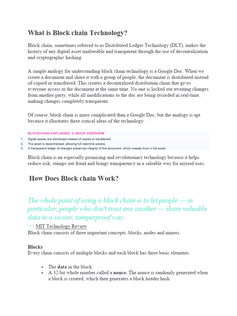 Block Chain Techology | PDF | Bitcoin | Cryptocurrency