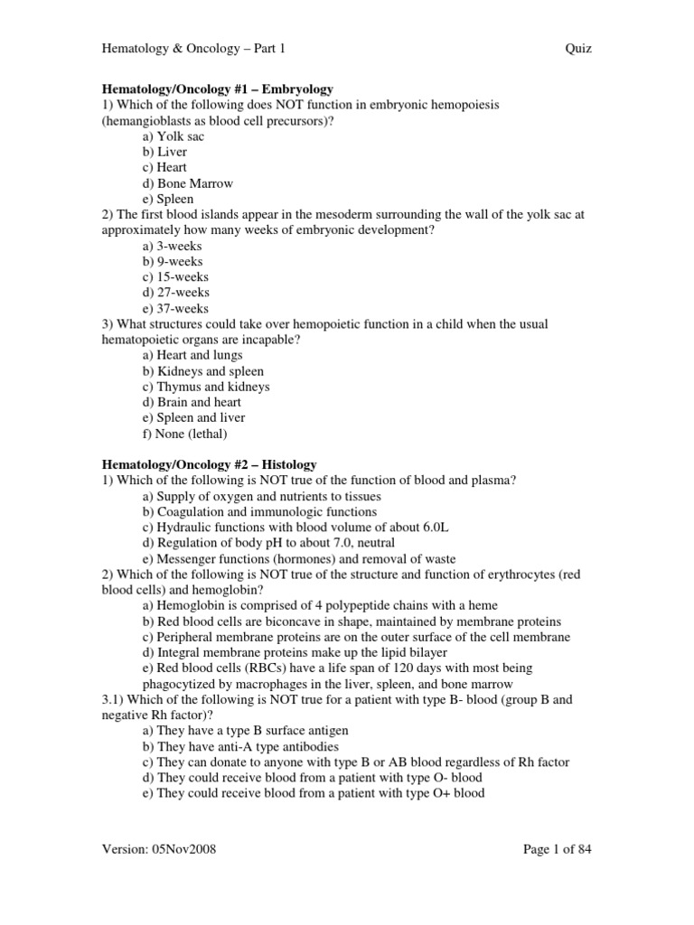 Hematology MCQs PDF Coagulation White Blood Cell