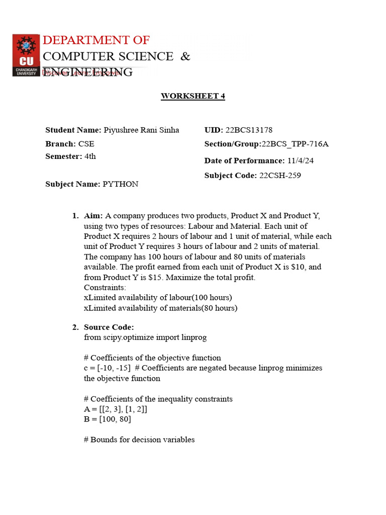 Python Linear Programming for Profit Maximization | PDF | Mathematical ...