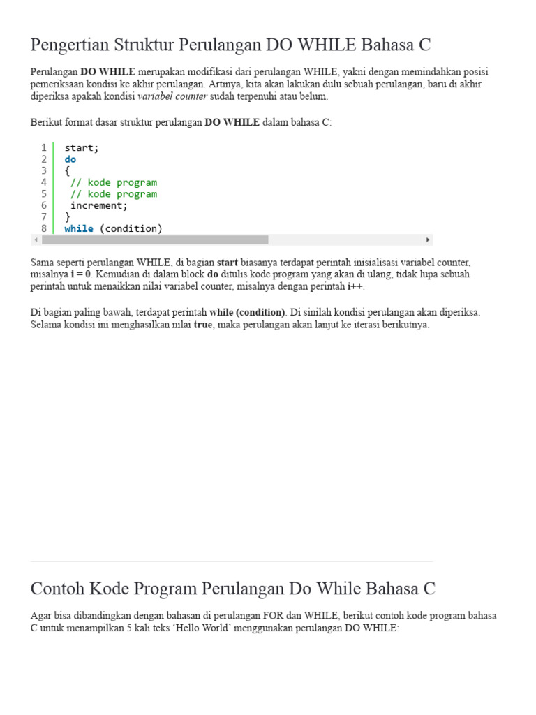 Struktur Perulangan DO WHILE C | PDF | Pengelolaan Keuangan & Uang ...