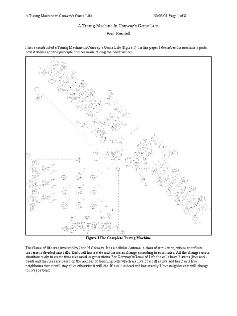 Paul Rendell - A Turing Machine in Conway's Game Life | PDF | Teaching ...