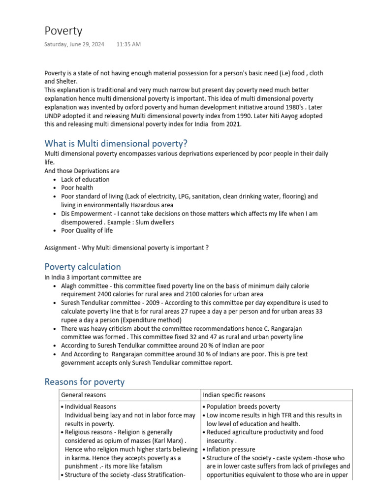 Poverty - Society Upsc Notes | PDF | Poverty | Poverty & Homelessness