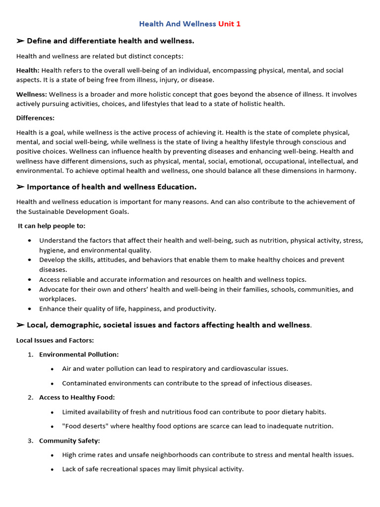 Understanding Health and Wellness Concepts | PDF | Human Body ...