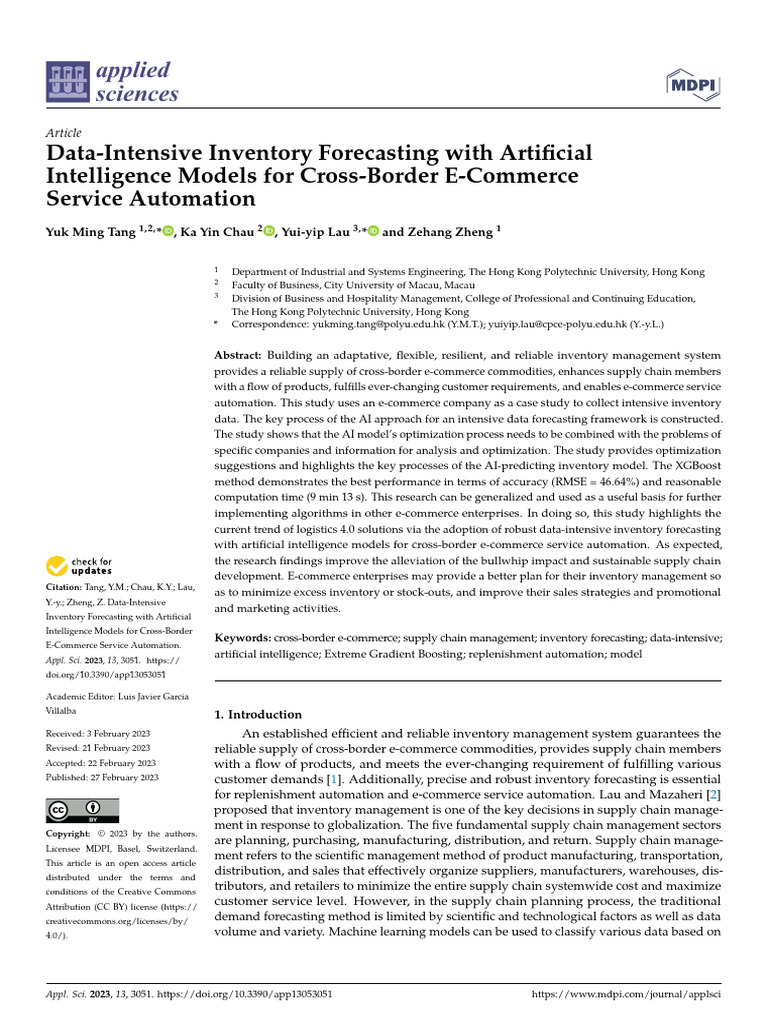 Data-Intensive Inventory Forecasting With Artificial Intelligence ...
