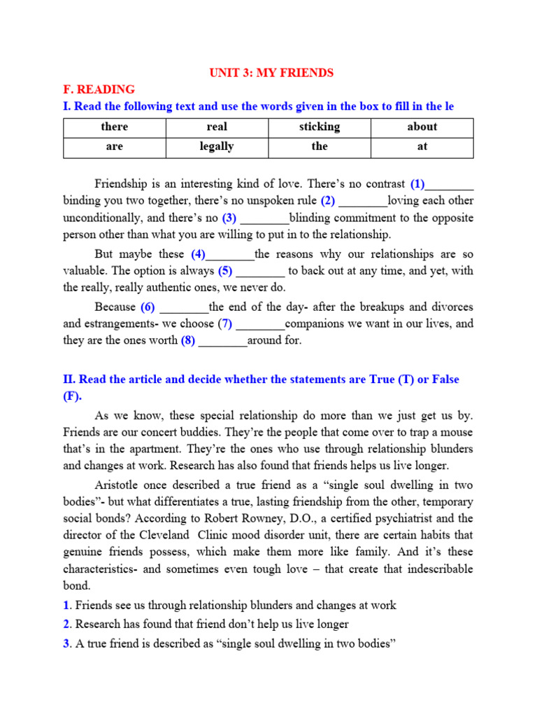 Understanding Friendship and Personal Traits | PDF | Social Science ...