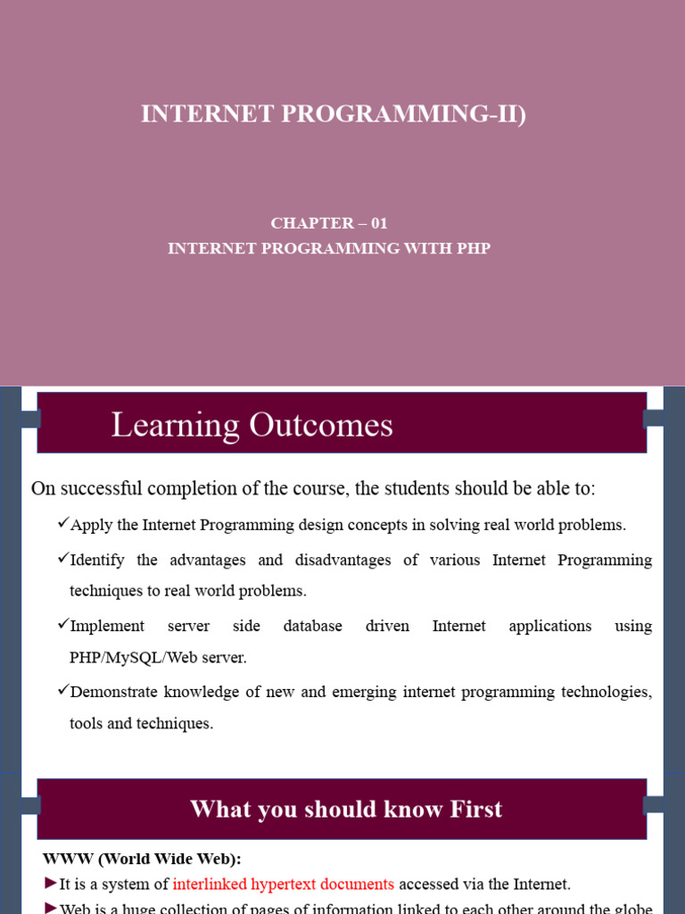 PHP CH-01 | PDF | World Wide Web | Internet & Web