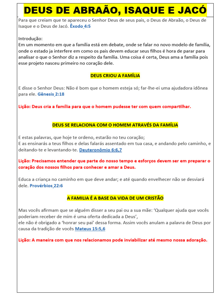Deus de Abraão, Isaque e Jacó: Família e Fé | PDF | Isaac | Abraão