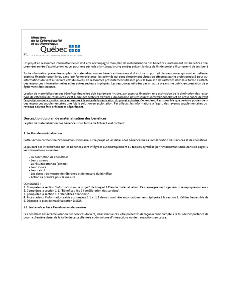 Plan de matérialisation des bénéfices financiers | PDF | Finance et ...