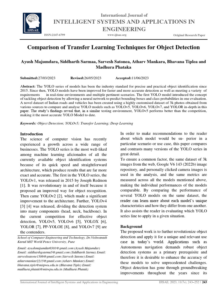 YOLO Model Comparison for Object Detection | PDF | Cognitive Science ...