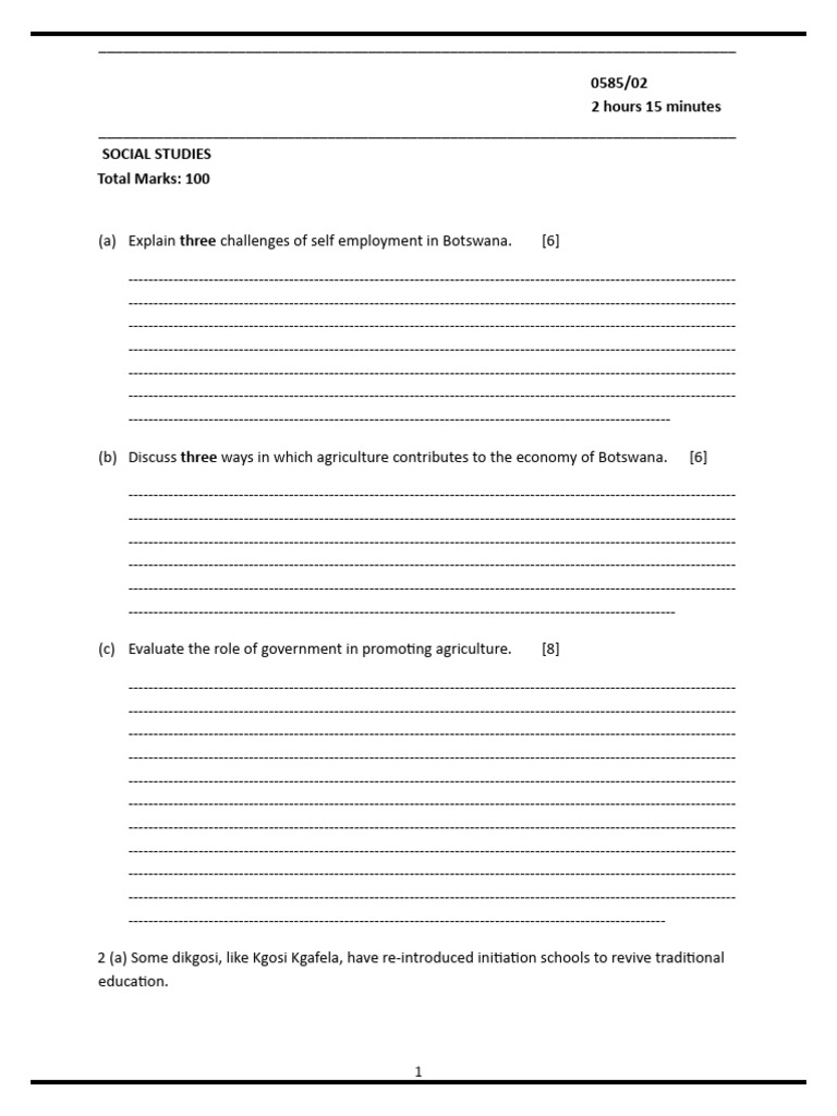 Social Studies Pdf Botswana Economies
