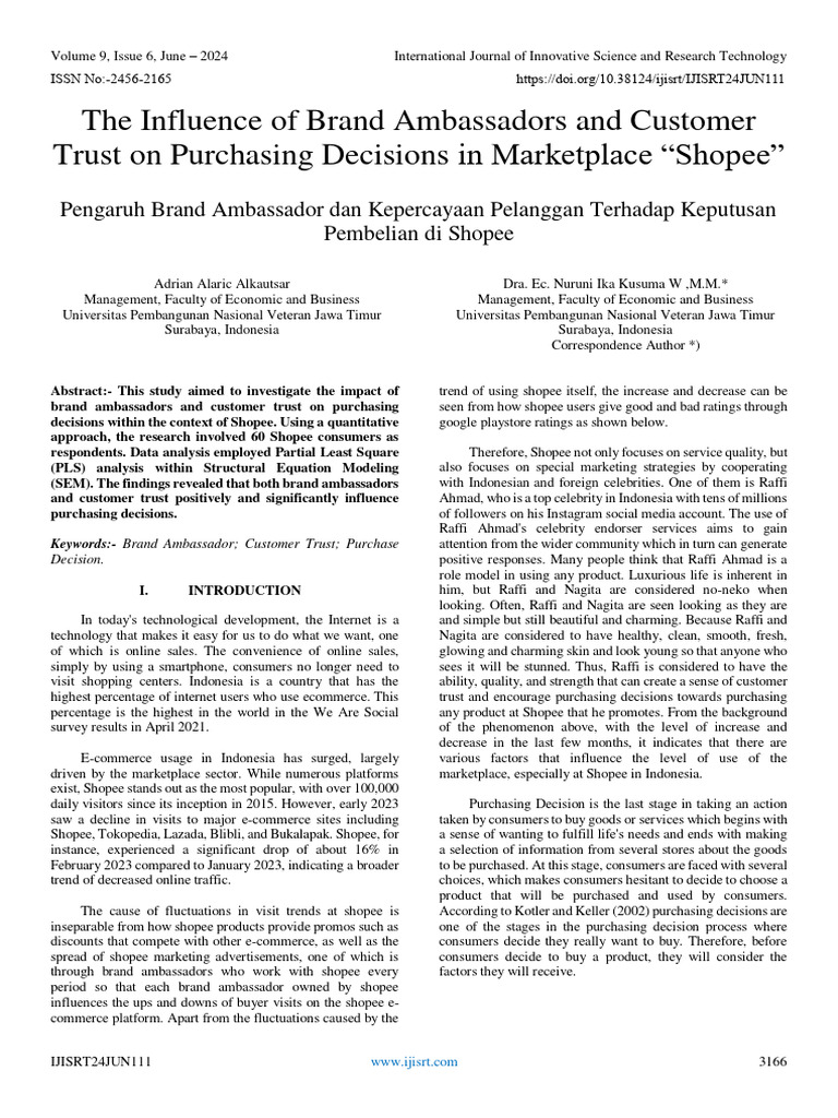 The Influence Of Brand Ambassadors And Customer Trust On Purchasing