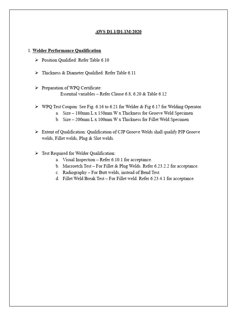 AWS D1.1 Qualification Limits | PDF