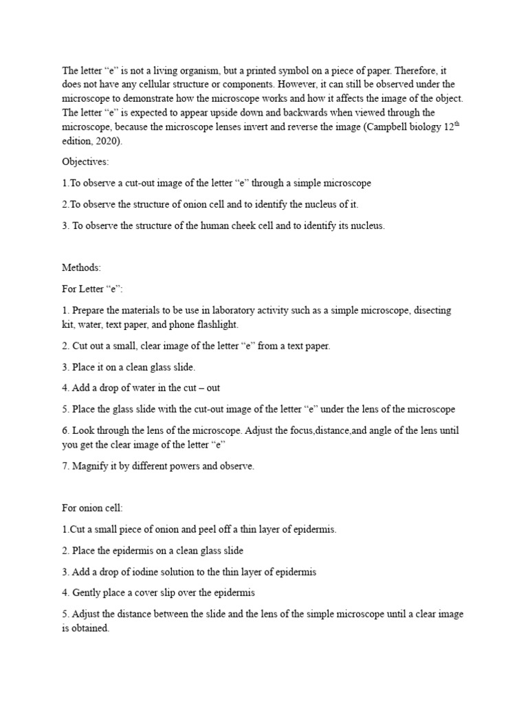 Microscope Observations: Letter 