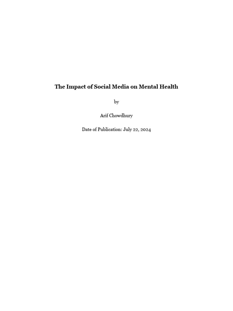 Social Media's Effects on Mental Health | PDF | Popular Culture & Media ...