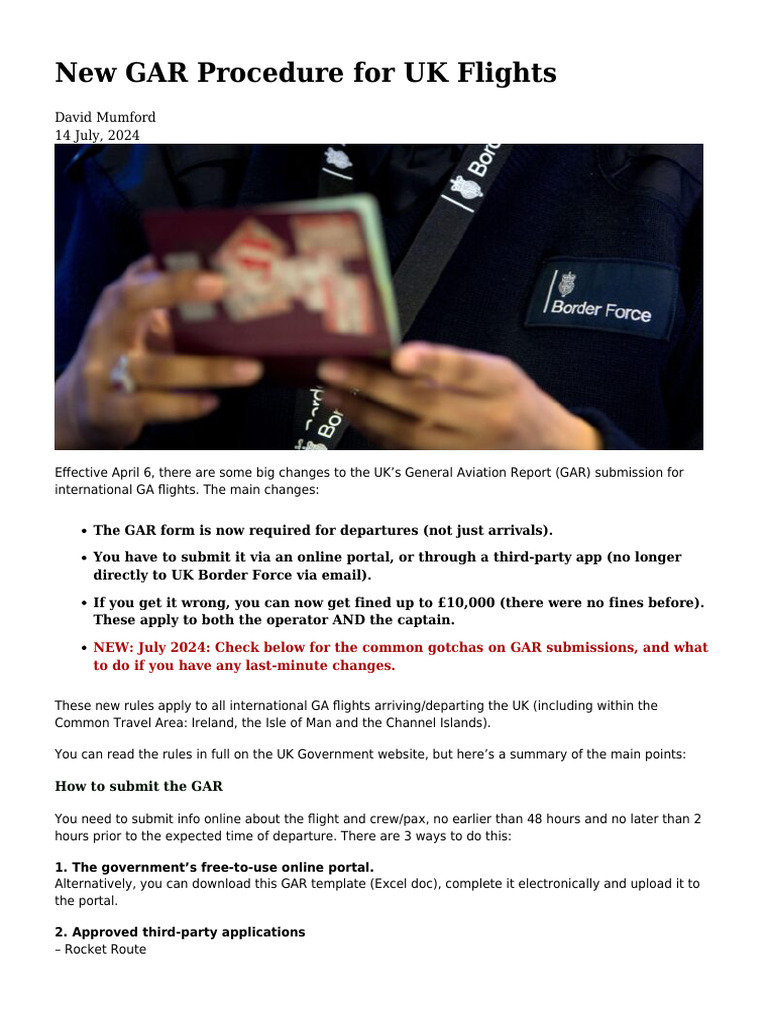 New UK GAR Submission Rules 2024 | PDF | Travel Visa | Passport