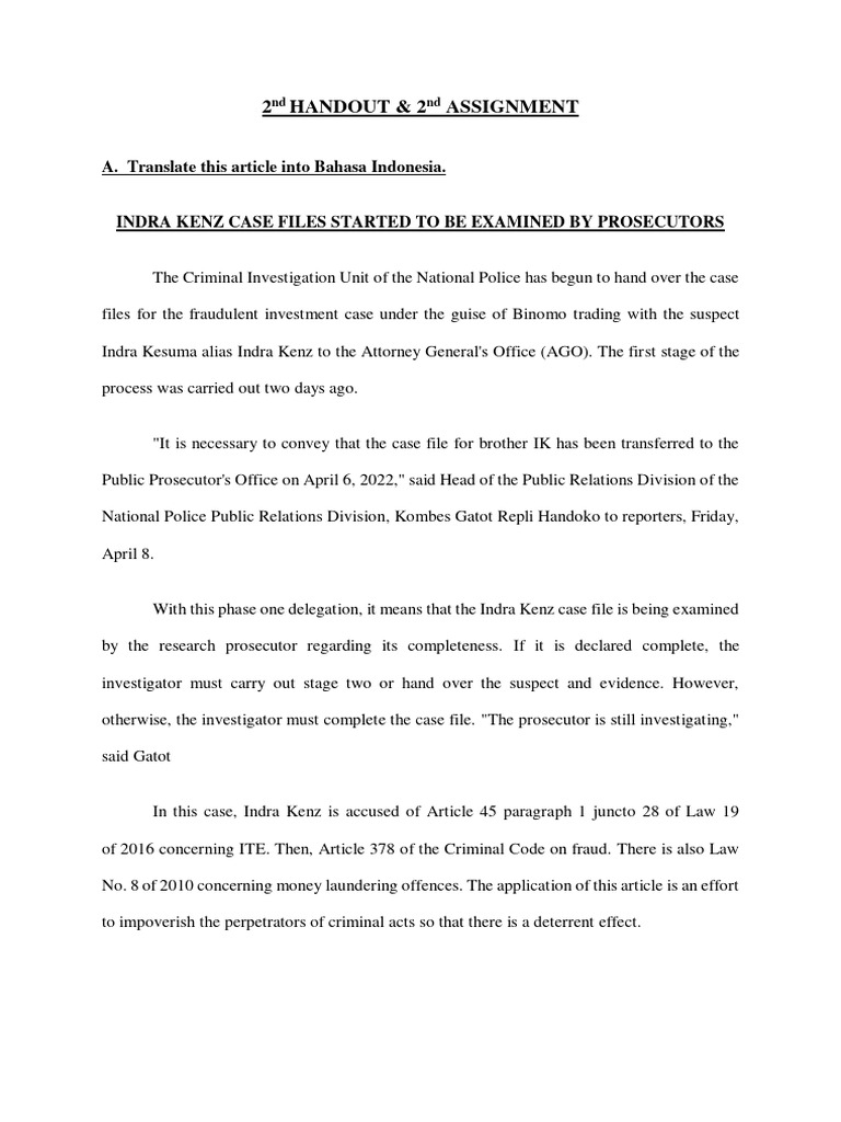 2024 2nd Handout & 2nd Assignment | PDF | Prosecutor | Crimes
