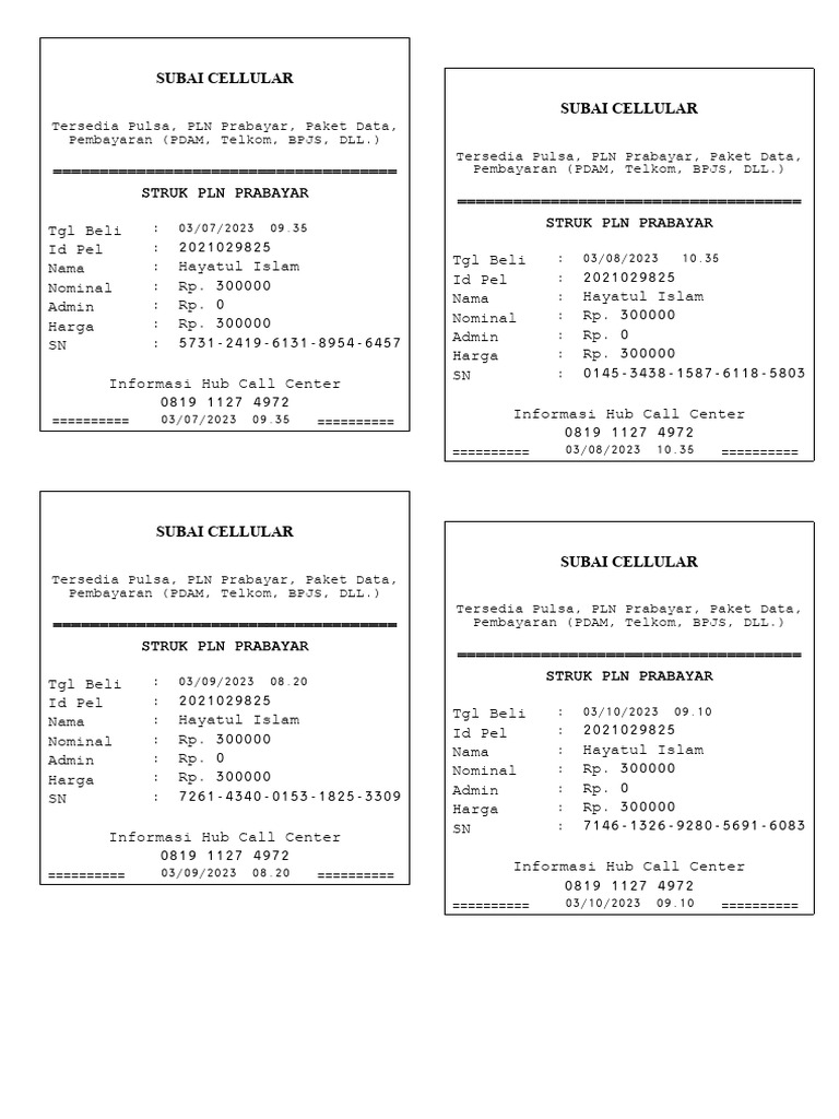 Struk Pembayaran PDAM dan Pulsa | PDF
