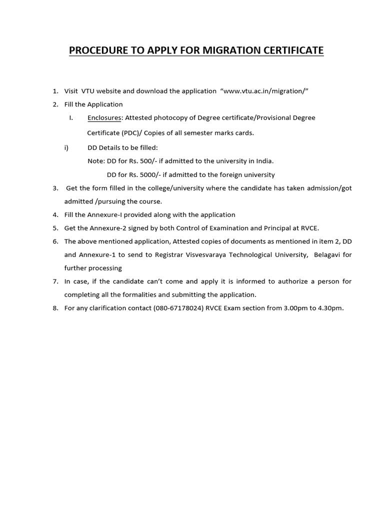Migration certificate pdf