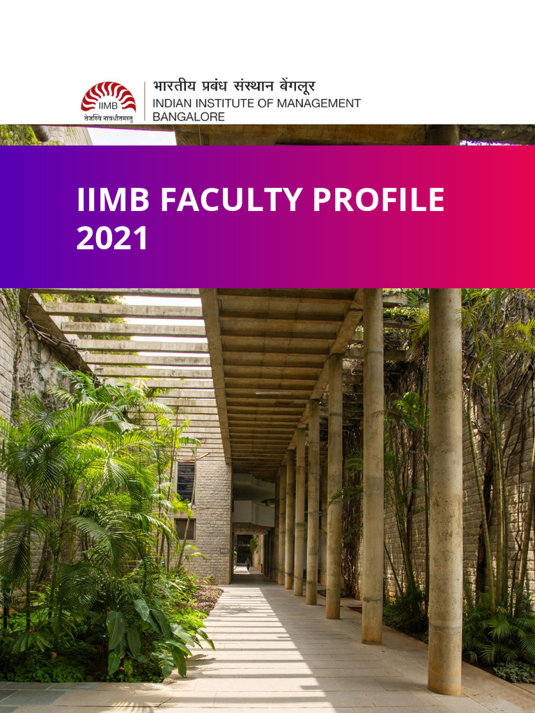 IIMB Faculty Profile 2021 Overview | PDF | Corporate Social ...