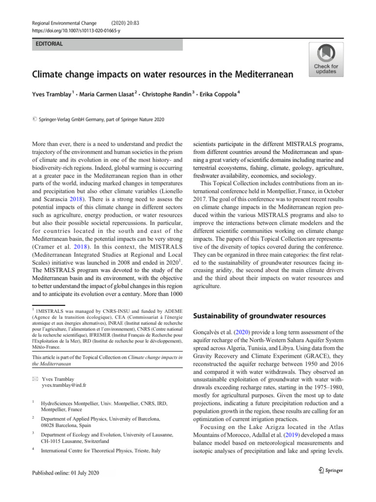 Climate Change Effects on Mediterranean Water | PDF | Climate Change ...