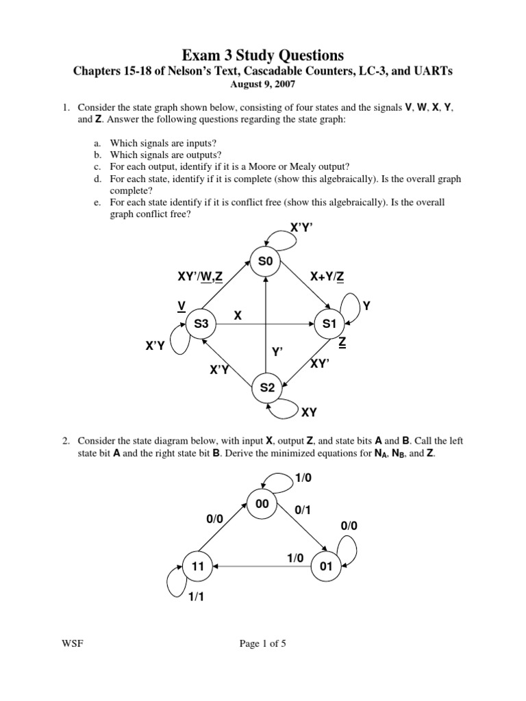 Exam 3 Study Questions: Digital Logic Concepts | PDF | Electronic ...