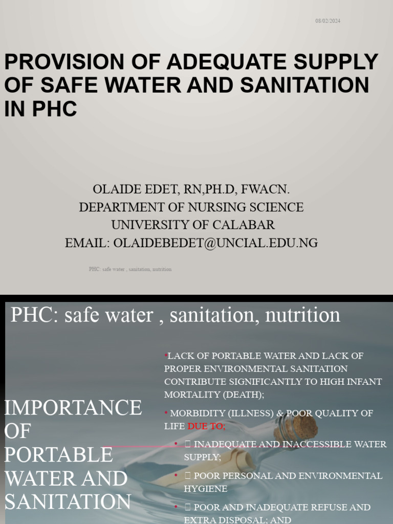 Water And Sanitation And Nutrition In PHC 2021 1 PDF Sanitation 