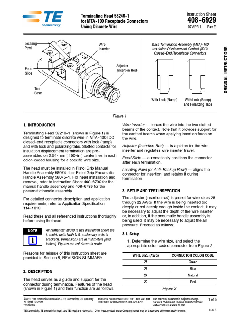 Terminating Head 58246-1 Instructions | PDF | Electrical Connector ...
