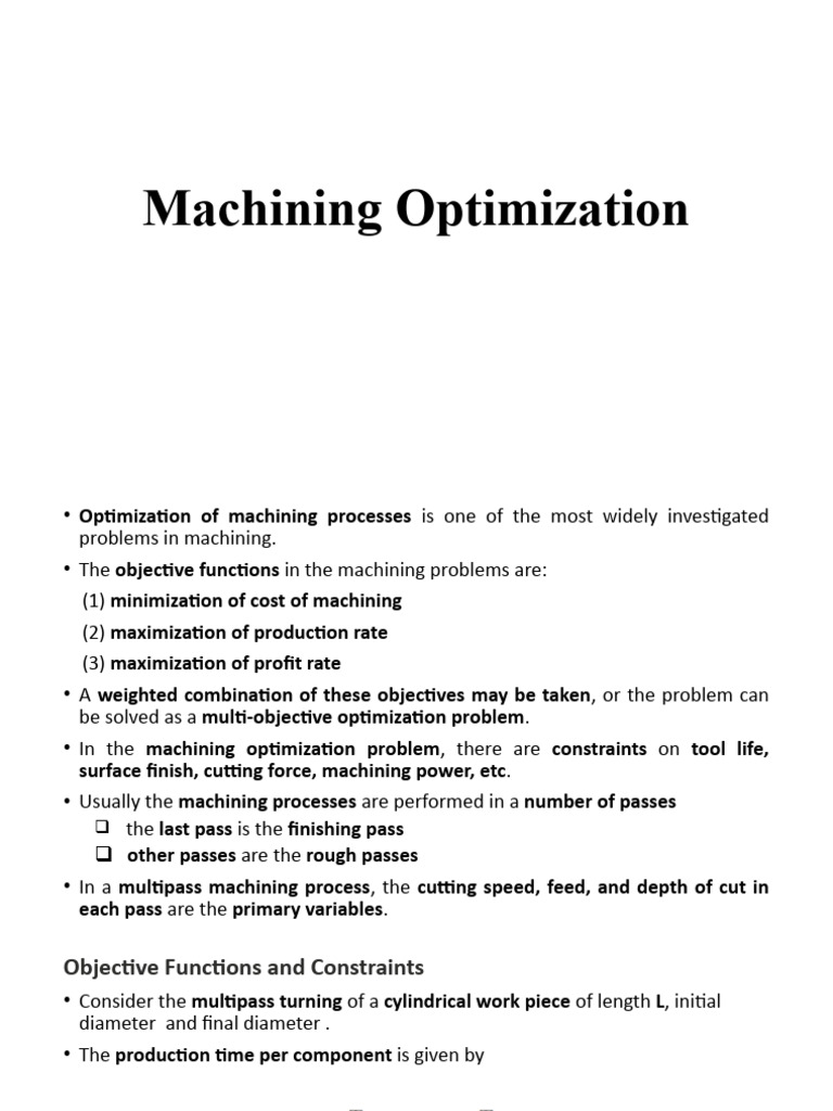 Machining Process Optimization Guide | PDF | Machining | Mathematical ...