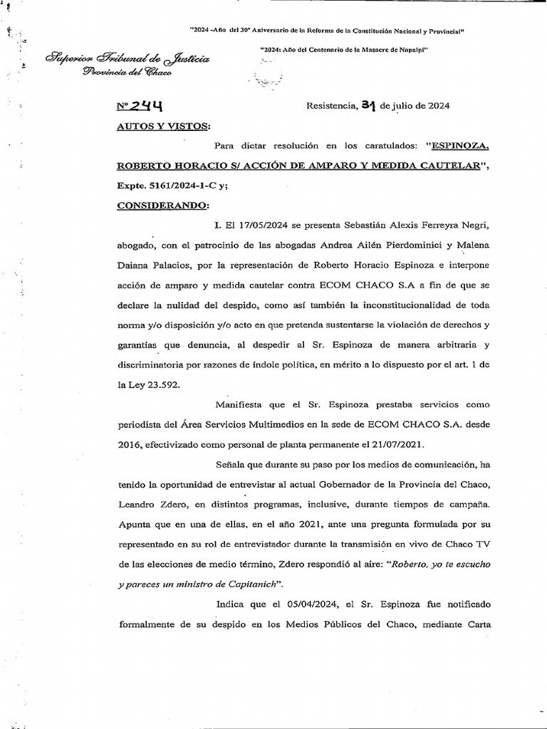 244-24 - Espinoza Roberto - Expte. 5161-2024-1-C | PDF