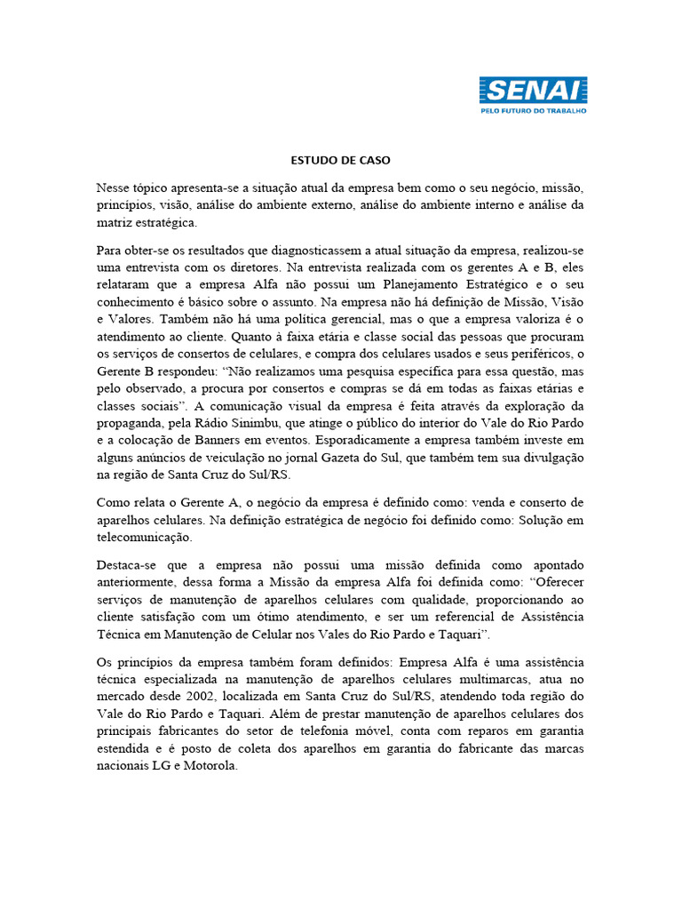 Análise Estratégica da Empresa Alfa | PDF | Celulares | Impostos