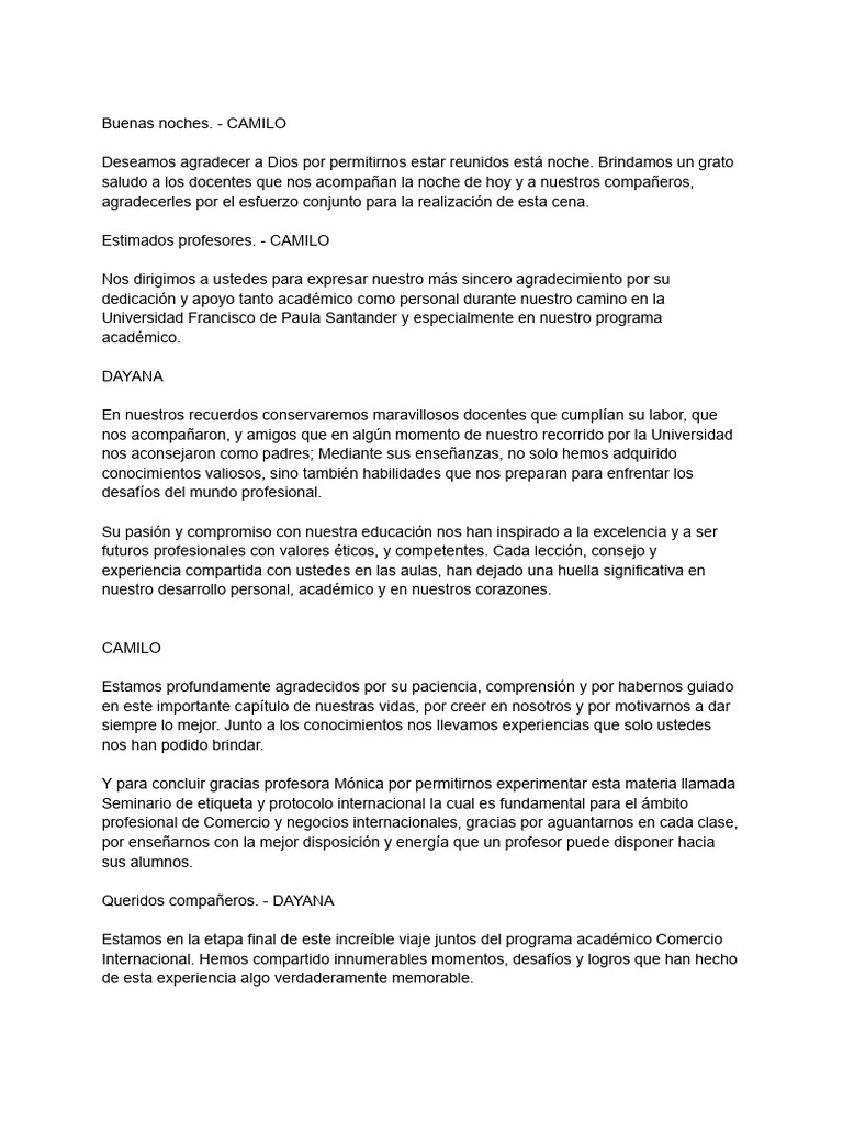 Agradecimiento a Docentes y Compañeros | PDF | Maestros