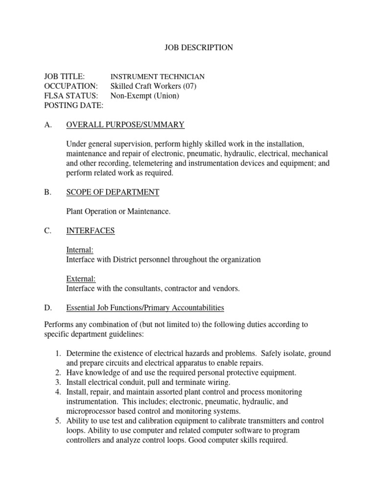 Instrument Technician Role | PDF | Instrumentation | Programmable Logic ...