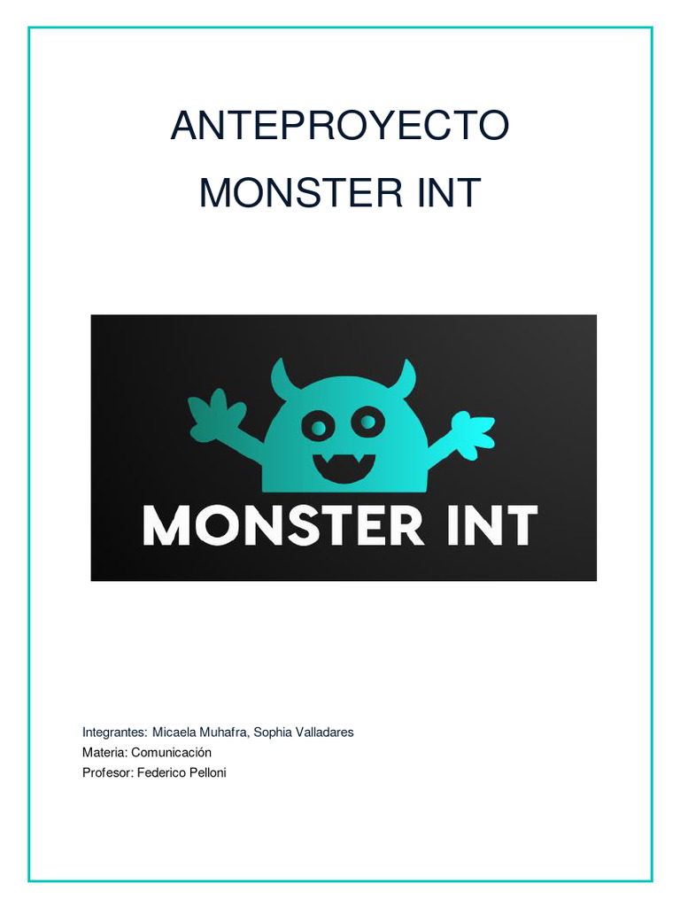 Anteproyecto Monster Int | PDF | Software de la aplicacion | Espectro ...