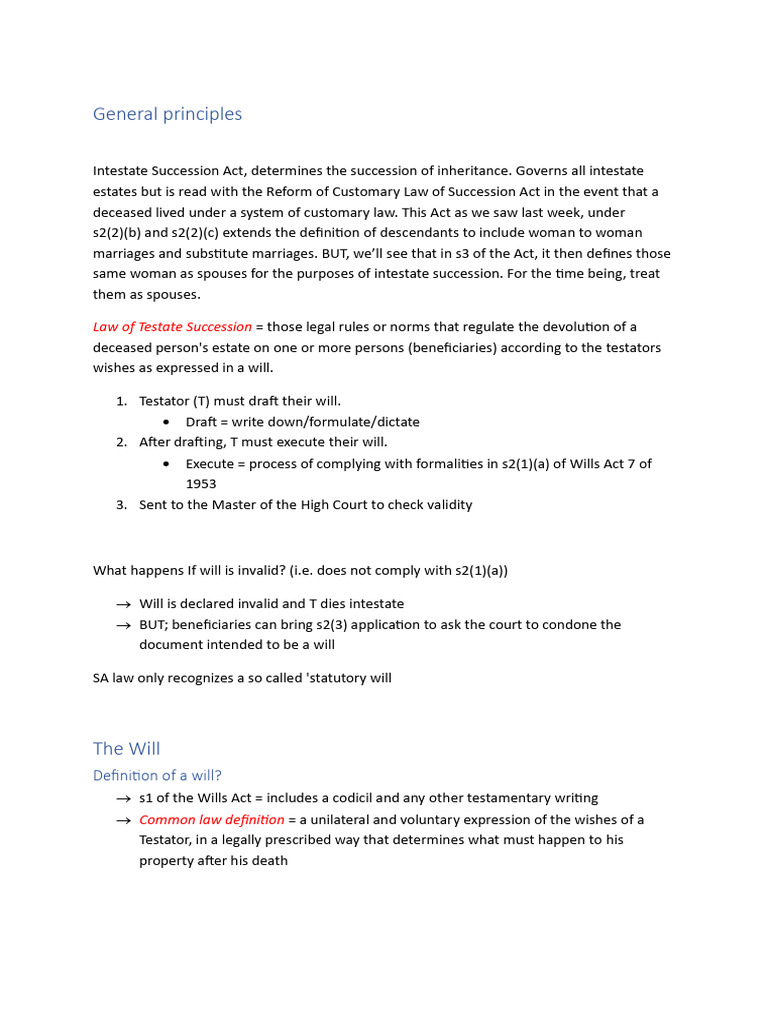 Testate Succession Principles Explained | PDF | Will And Testament ...