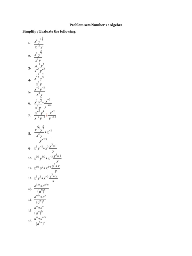 Problem sets number 1 pdf