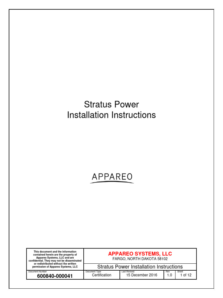 Stratus Power Installation Guide | PDF | Computer Hardware | Electric Power