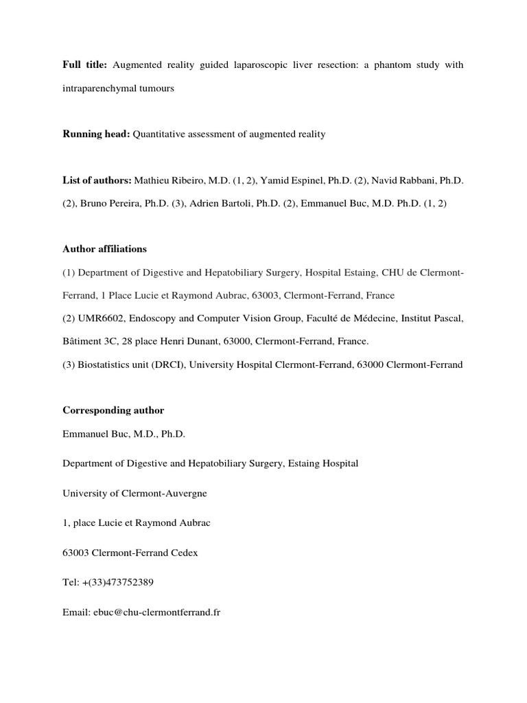 AR in Laparoscopic Liver Resection Study | PDF | Augmented Reality