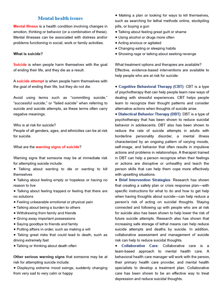 Understanding Suicide Risks and Treatments | PDF | Dialectical Behavior ...