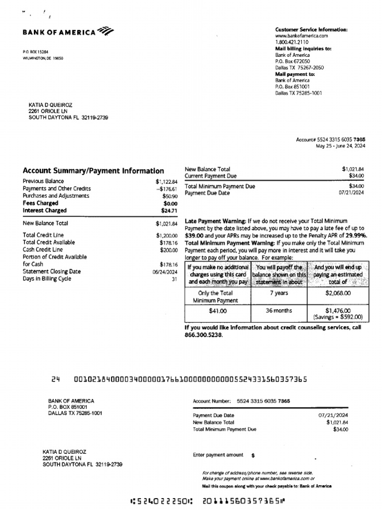 Bank of America CC Statements - 7365 | PDF