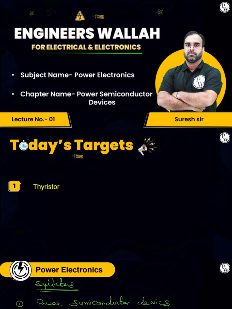 Power Semiconductor Devices 01 Class Notes | PDF