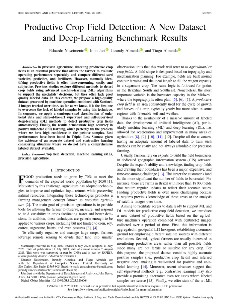 Crop Field Detection with Deep Learning | PDF | Machine Learning | Deep ...
