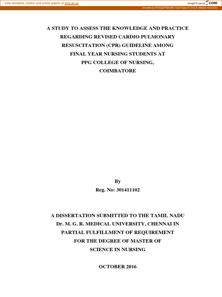 CPR Knowledge Assessment in Nursing Students | PDF | Cardiopulmonary ...