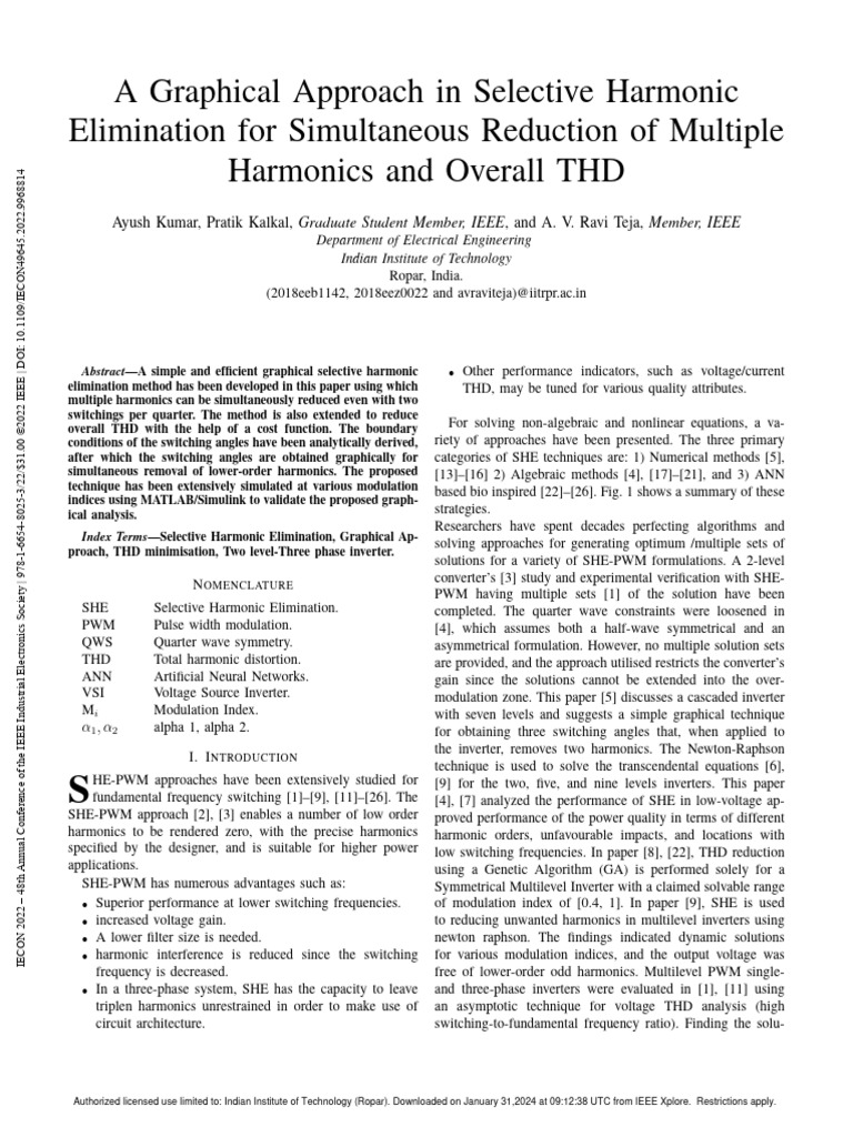 Graphical Method for Harmonic Elimination | PDF | Power Inverter ...