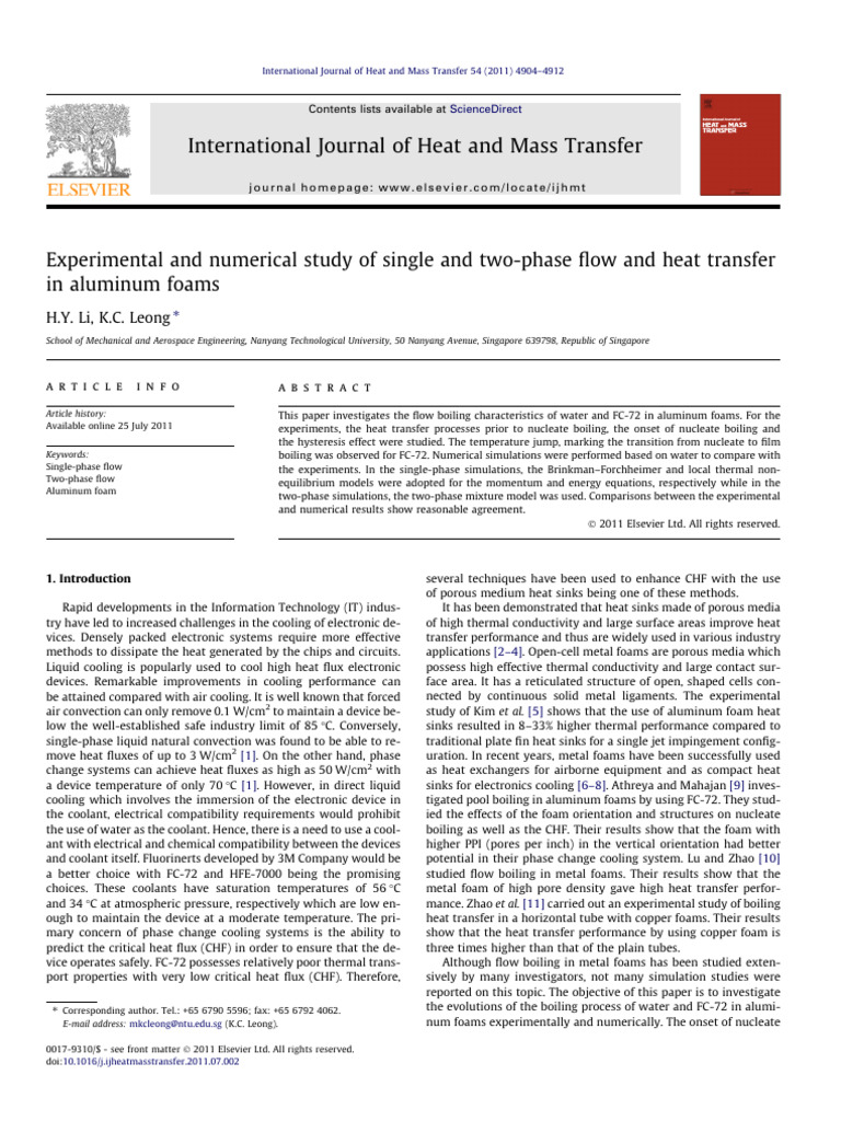 J Ijheatmasstransfer 2011 07 002 | PDF | Boiling | Heat Transfer