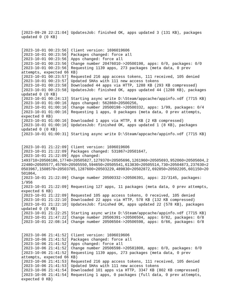 Steam App Update Log October 2023 | PDF | Computer Networking ...