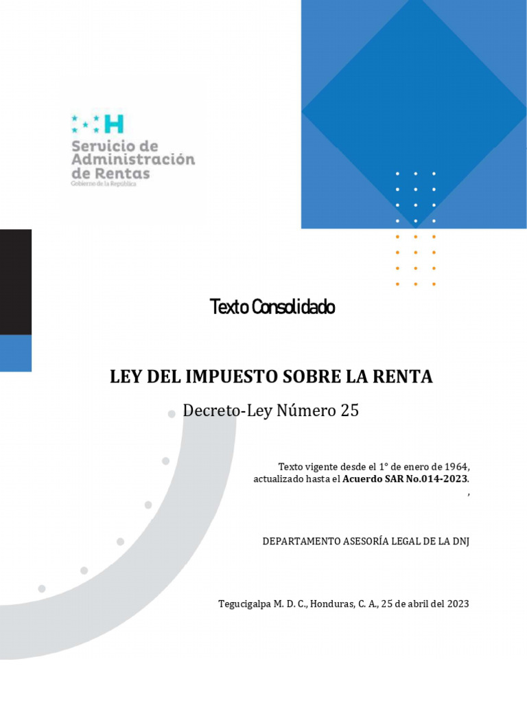 Ley Renta Actualizada | PDF | Impuesto sobre la renta | Impuestos